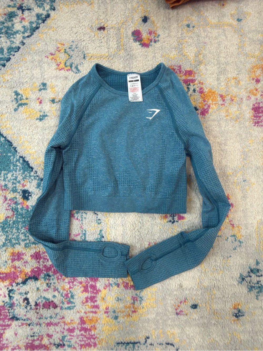 Gymshark Teal Blue Seamless Long-Sleeve Crop Top
